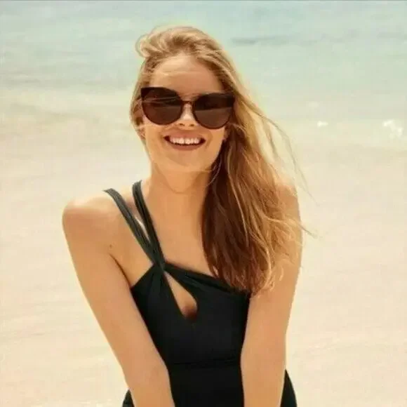 LANDS' END Swimsuit Tankini Womens L Black High Neck To One Shoulder Multi Way - Picture 13 of 13